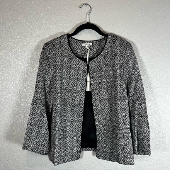 NWT Anthropologie Pleione Gray Textured Open-Front Tweed Jacket Multiple Sized - Picture 3 of 9